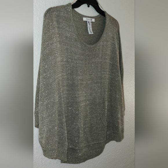 CUTE SWEATER-TYPE TOP ~ SIZE SMALL ~ BROWN WITH GOLD FLECKS ~ LIGHTWEIGHT FABRIC - Picture 3 of 8